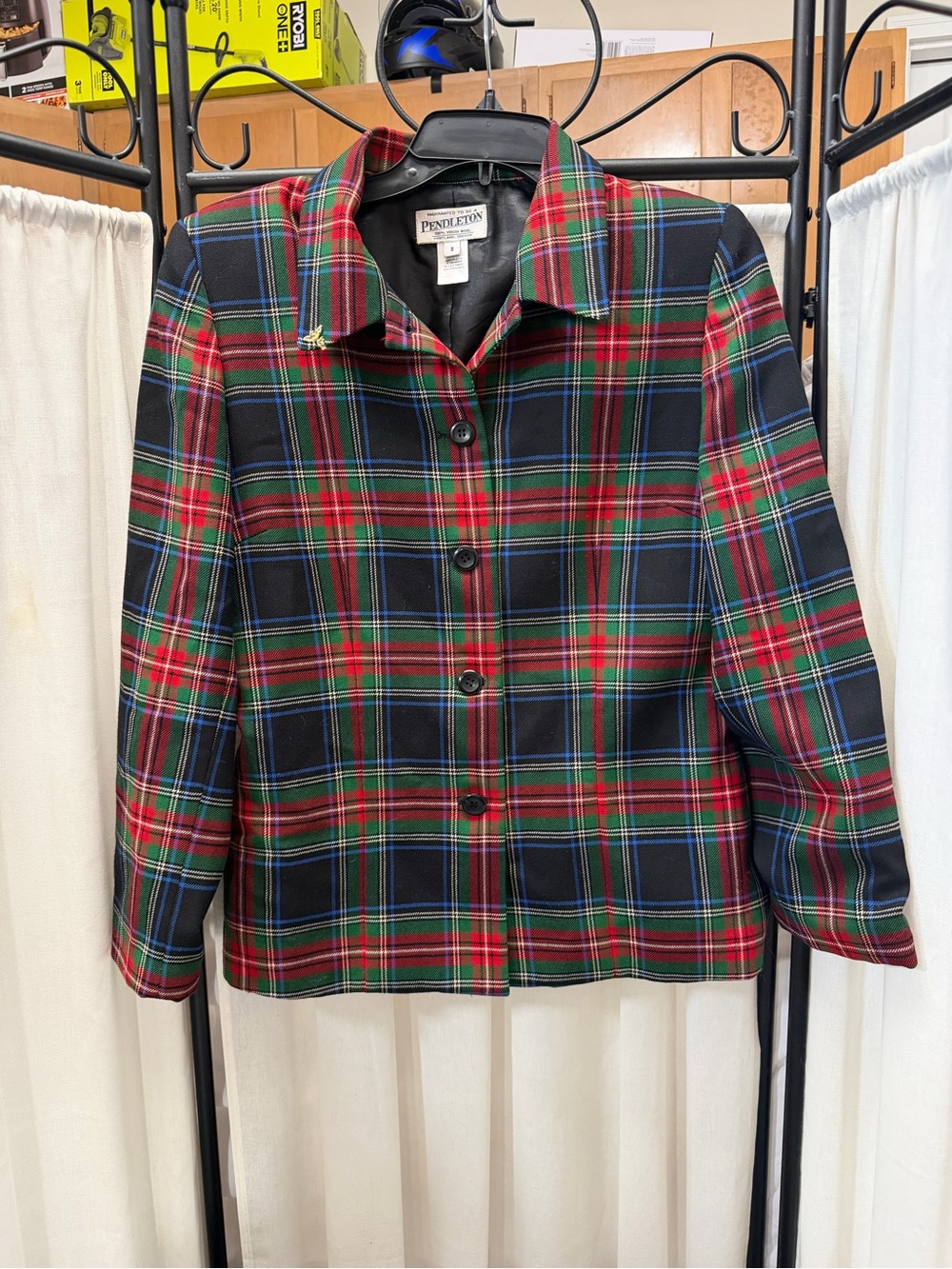 Pendleton Women’s Size 8 100% Virgin Wool Tartan Plaid Blazer Jacket Vintage